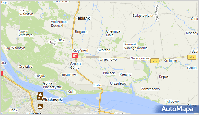 mapa Uniechowo, Uniechowo na mapie Targeo
