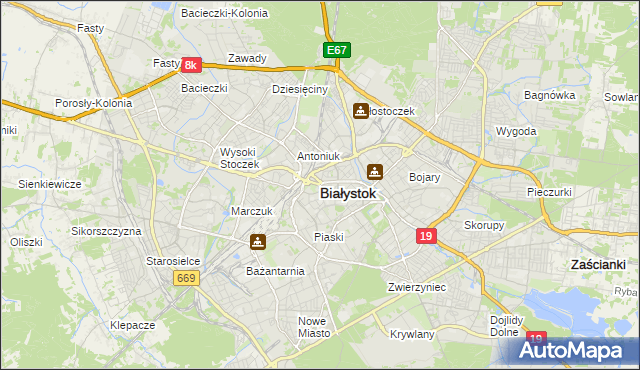 mapa Białegostoku, Białystok na mapie Targeo