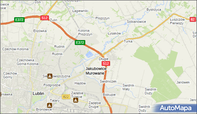 mapa Długie gmina Wólka, Długie gmina Wólka na mapie Targeo