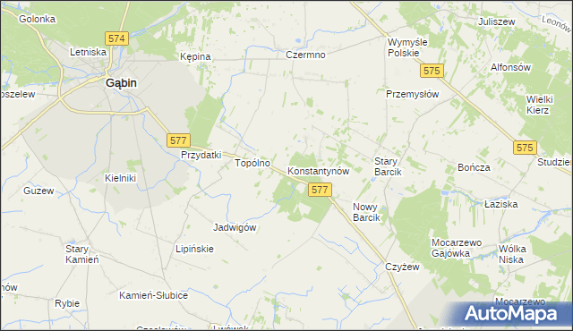 mapa Konstantynów gmina Gąbin, Konstantynów gmina Gąbin na mapie Targeo