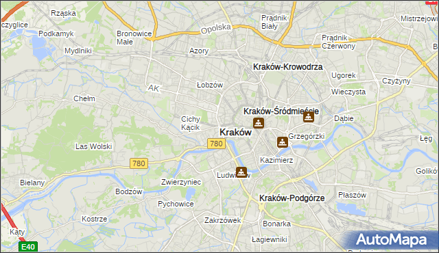 mapa Krakowa, Kraków na mapie Targeo