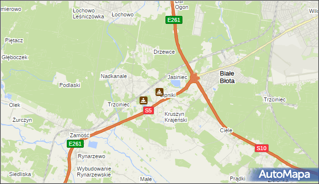 mapa Lipniki gmina Białe Błota, Lipniki gmina Białe Błota na mapie Targeo
