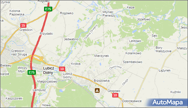 mapa Mierzynek gmina Lubicz, Mierzynek gmina Lubicz na mapie Targeo