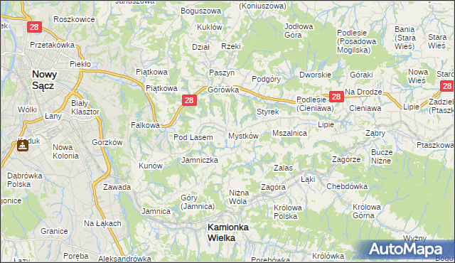 mapa Mystków, Mystków na mapie Targeo
