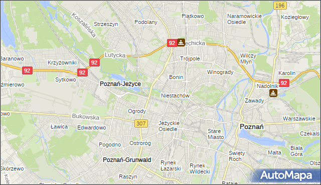 mapa Niestachów gmina Poznań, Niestachów gmina Poznań na mapie Targeo
