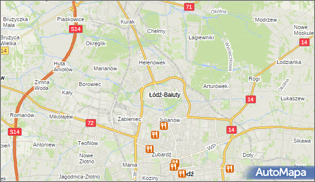 mapa Bałuty gmina Łódź, Bałuty gmina Łódź na mapie Targeo