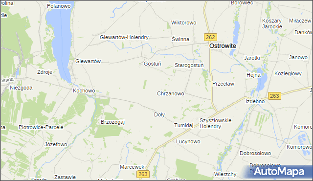 mapa Chrzanowo gmina Ostrowite, Chrzanowo gmina Ostrowite na mapie Targeo