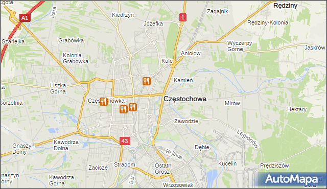 mapa Częstochowy, Częstochowa na mapie Targeo