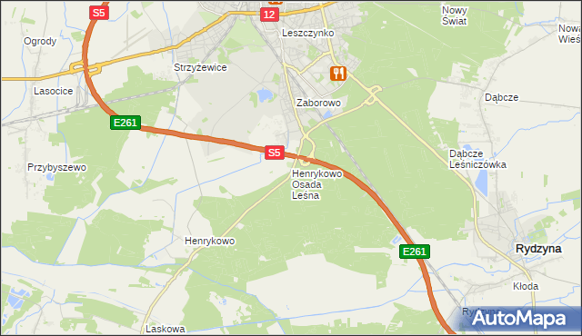 mapa Henrykowo Osada Leśna, Henrykowo Osada Leśna na mapie Targeo
