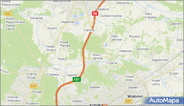 mapa Nowy Janków, Nowy Janków na mapie Targeo