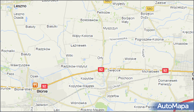 mapa Orły gmina Ożarów Mazowiecki, Orły gmina Ożarów Mazowiecki na mapie Targeo