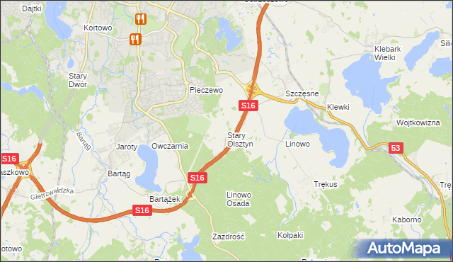 mapa Stary Olsztyn, Stary Olsztyn na mapie Targeo