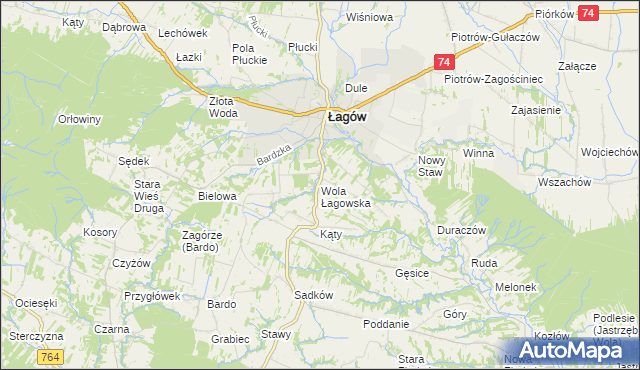 mapa Wola Łagowska, Wola Łagowska na mapie Targeo