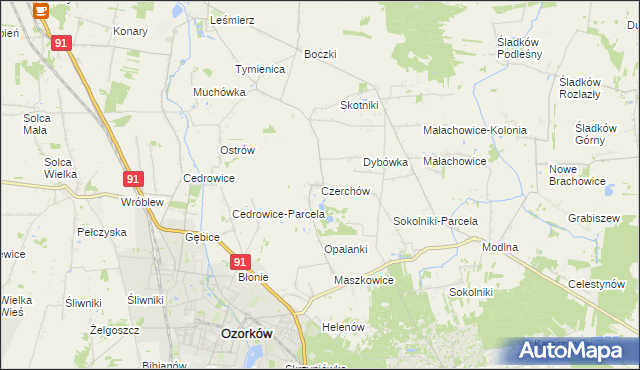 mapa Czerchów, Czerchów na mapie Targeo