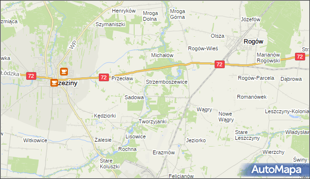 mapa Helenówka gmina Brzeziny, Helenówka gmina Brzeziny na mapie Targeo