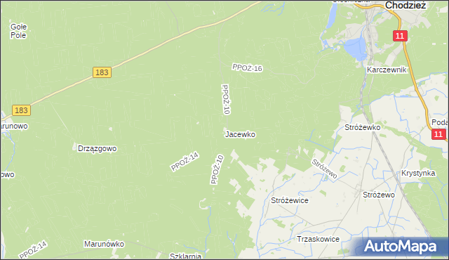 mapa Jacewko, Jacewko na mapie Targeo