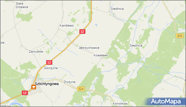 mapa Kowalewo gmina Szlichtyngowa, Kowalewo gmina Szlichtyngowa na mapie Targeo