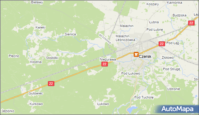 mapa Nieżurawa, Nieżurawa na mapie Targeo