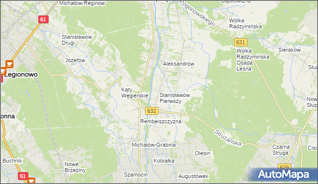 mapa Stanisławów Pierwszy gmina Nieporęt, Stanisławów Pierwszy gmina Nieporęt na mapie Targeo