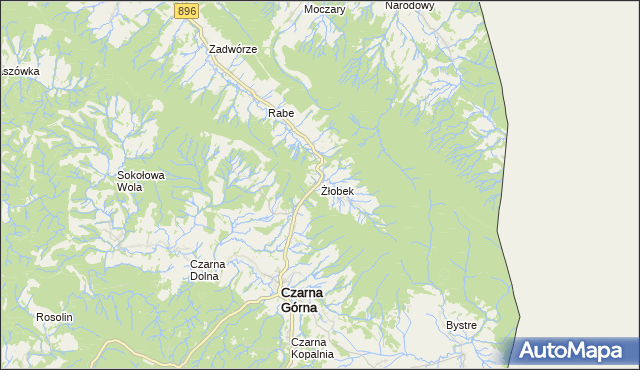 mapa Żłobek gmina Czarna, Żłobek gmina Czarna na mapie Targeo