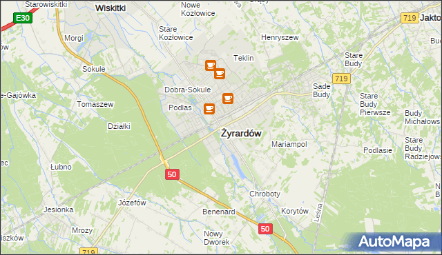 mapa Żyrardów, Żyrardów na mapie Targeo