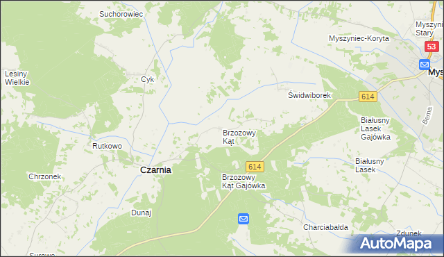 mapa Brzozowy Kąt gmina Czarnia, Brzozowy Kąt gmina Czarnia na mapie Targeo