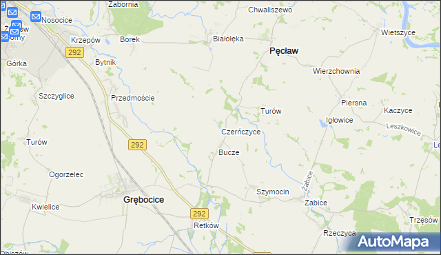 mapa Czerńczyce gmina Grębocice, Czerńczyce gmina Grębocice na mapie Targeo