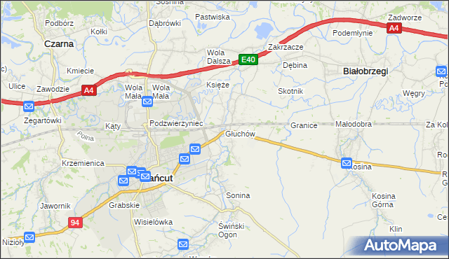 mapa Głuchów gmina Łańcut, Głuchów gmina Łańcut na mapie Targeo