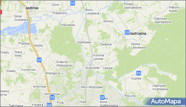 mapa Kolonia Lesiów, Kolonia Lesiów na mapie Targeo