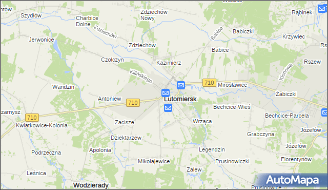 mapa Lutomiersk, Lutomiersk na mapie Targeo