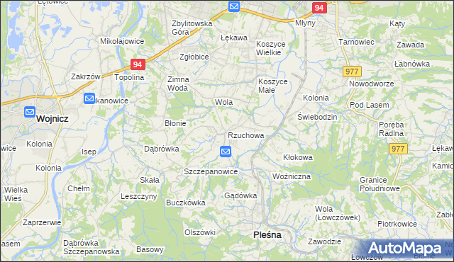 mapa Rzuchowa, Rzuchowa na mapie Targeo