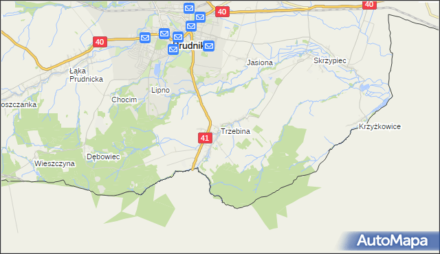 mapa Trzebina gmina Lubrza, Trzebina gmina Lubrza na mapie Targeo