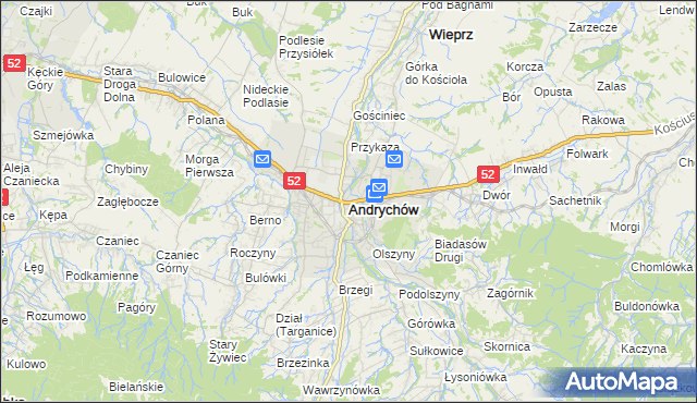 mapa Andrychów, Andrychów na mapie Targeo