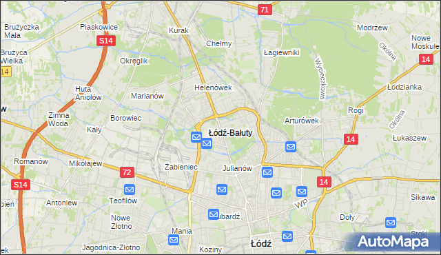 mapa Bałuty gmina Łódź, Bałuty gmina Łódź na mapie Targeo