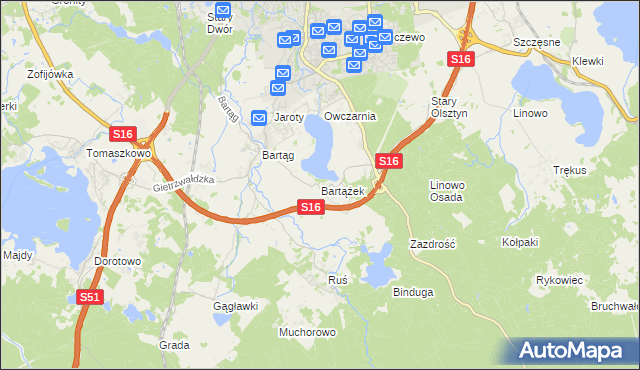 mapa Bartążek, Bartążek na mapie Targeo