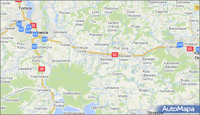 mapa Barwałd Dolny, Barwałd Dolny na mapie Targeo