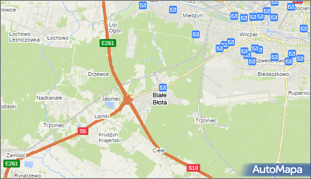 mapa Białe Błota powiat bydgoski, Białe Błota powiat bydgoski na mapie Targeo