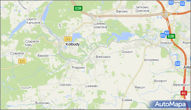 mapa Bielkówko, Bielkówko na mapie Targeo