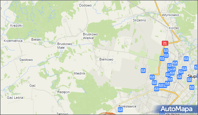 mapa Bierkowo, Bierkowo na mapie Targeo