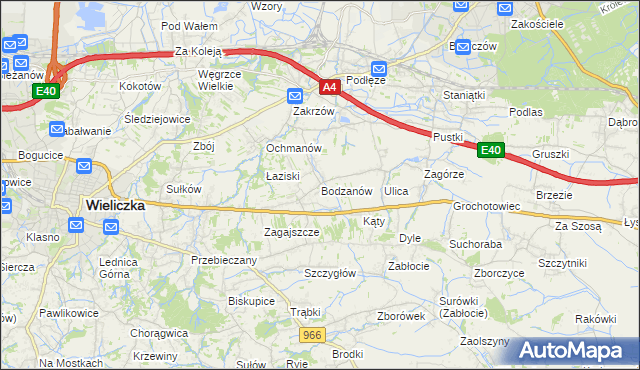 mapa Bodzanów gmina Biskupice, Bodzanów gmina Biskupice na mapie Targeo