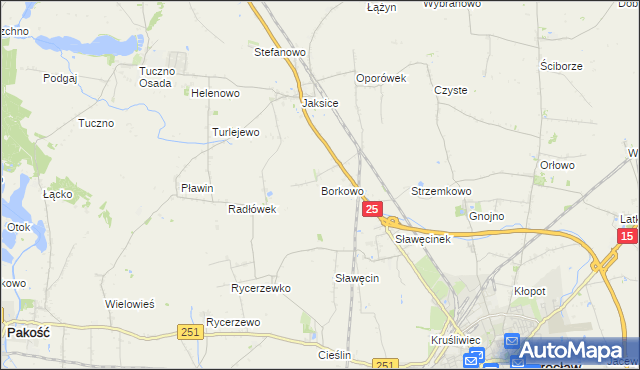 mapa Borkowo gmina Inowrocław, Borkowo gmina Inowrocław na mapie Targeo