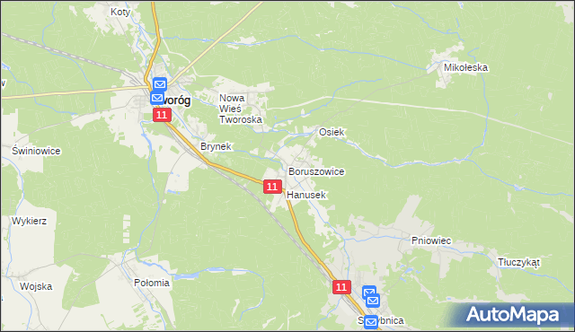 mapa Boruszowice, Boruszowice na mapie Targeo