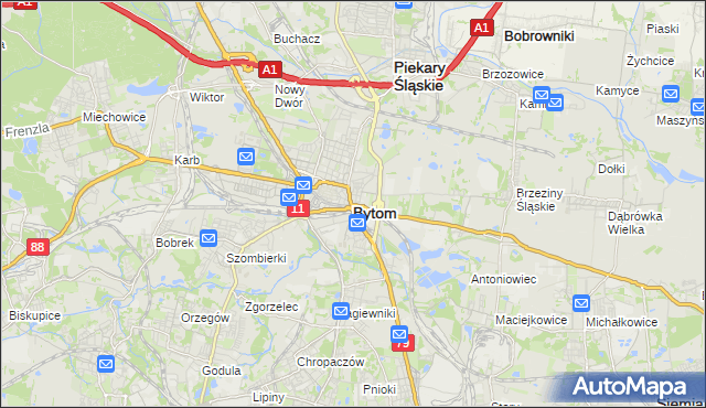 mapa Bytomia, Bytom na mapie Targeo