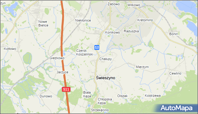 mapa Chałupy gmina Świeszyno, Chałupy gmina Świeszyno na mapie Targeo