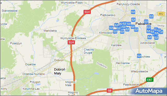 mapa Chechło Drugie, Chechło Drugie na mapie Targeo