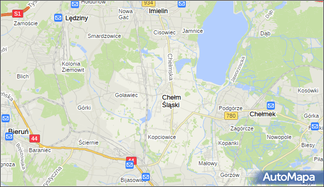 mapa Chełm Śląski, Chełm Śląski na mapie Targeo