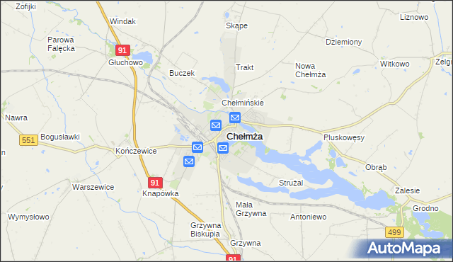mapa Chełmża, Chełmża na mapie Targeo