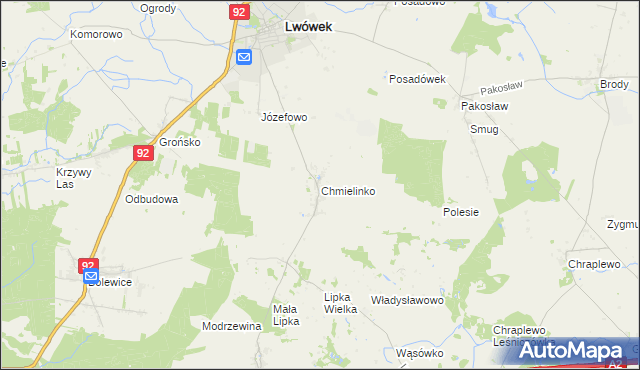 mapa Chmielinko, Chmielinko na mapie Targeo