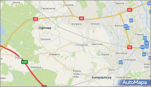 mapa Chróścina gmina Dąbrowa, Chróścina gmina Dąbrowa na mapie Targeo