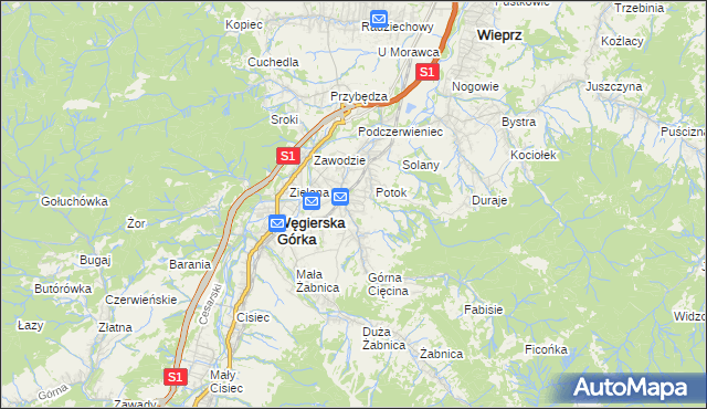 mapa Cięcina, Cięcina na mapie Targeo